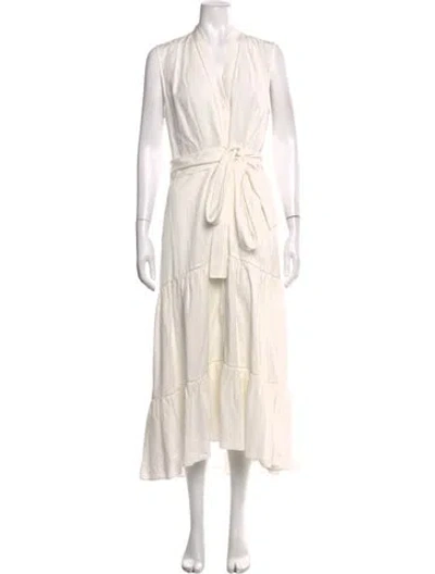 Pre-owned Kobi Halperin V-neck Midi Length Dress In Neutrals