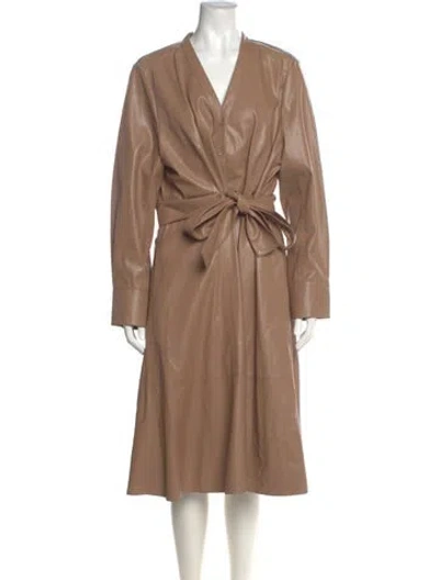 Pre-owned Kobi Halperin V-neck Midi Length Dress In Neutrals