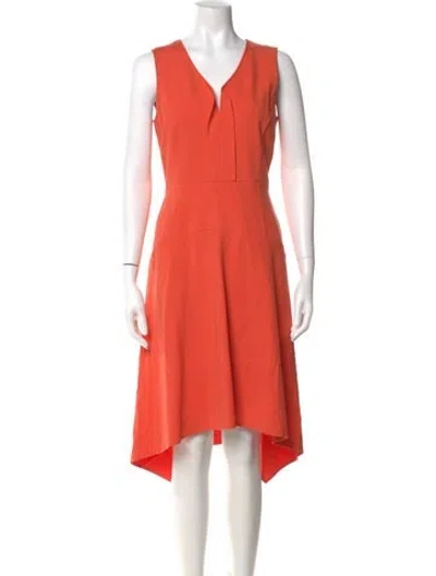 Pre-owned Kobi Halperin V-neck Midi Length Dress In Orange