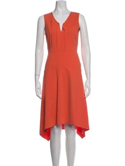 Pre-owned Kobi Halperin V-neck Midi Length Dress In Orange