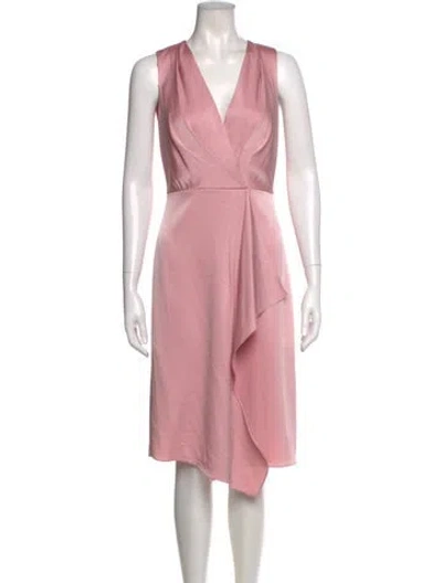 Pre-owned Kobi Halperin V-neck Midi Length Dress In Pink