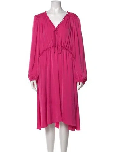 Pre-owned Kobi Halperin V-neck Midi Length Dress In Pink