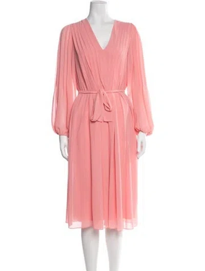 Pre-owned Kobi Halperin V-neck Midi Length Dress In Pink