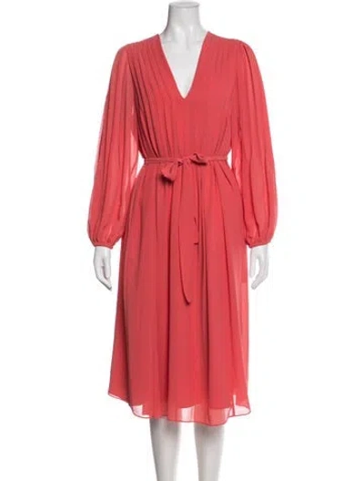 Pre-owned Kobi Halperin V-neck Midi Length Dress In Pink