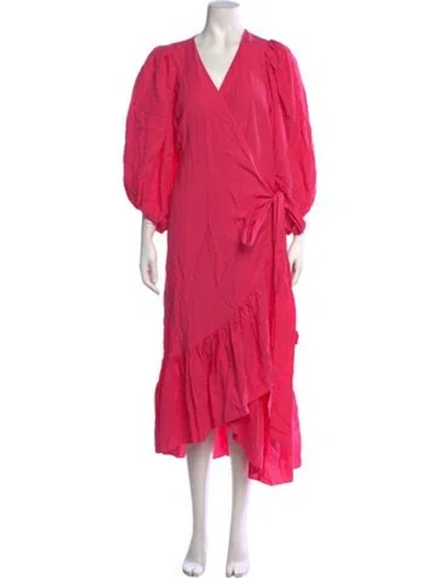 Pre-owned Kobi Halperin V-neck Midi Length Dress In Pink