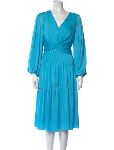 Pre-owned Kobi Halperin V-neck Midi Length Dress W/ Tags In Blue