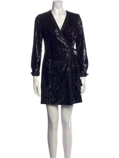 Pre-owned Kobi Halperin V-neck Mini Dress In Black