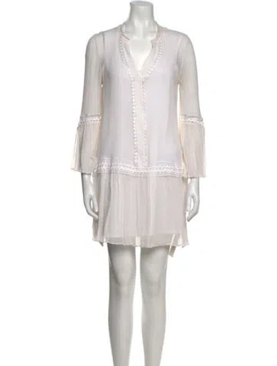 Pre-owned Kobi Halperin V-neck Mini Dress In White