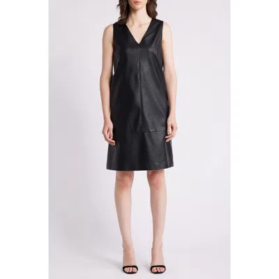 KOBI HALPERIN KOBI HALPERIN WASHED FAUX LEATHER V-NECK DRESS