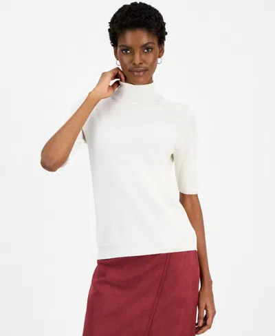 Kobi Halperin Women's Aiden Mock-neck Short-sleeve Lightweight Wool-blend Sweater In White