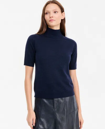 Kobi Halperin Women's Aiden Mock-neck Short-sleeve Lightweight Wool-blend Sweater, Macy's Exclusive In Blue