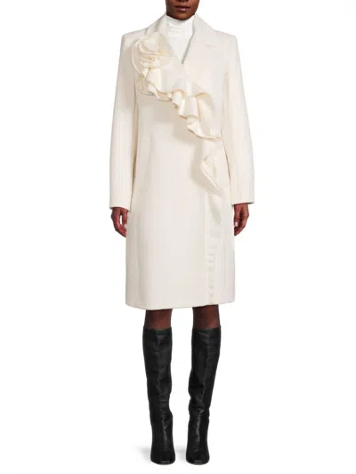 Kobi Halperin Women's Alora Brushed Wool Ruffle Coat In White