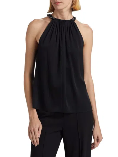 Kobi Halperin Women's Astrid Silk Halterneck Blouse In Black