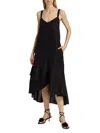 Kobi Halperin Women's Aubrey Linen-blend High-low Midi-dress In Black