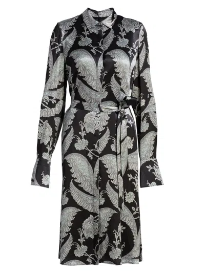 Kobi Halperin Women's Beam Floral-print Satin Midi-dress In Gray