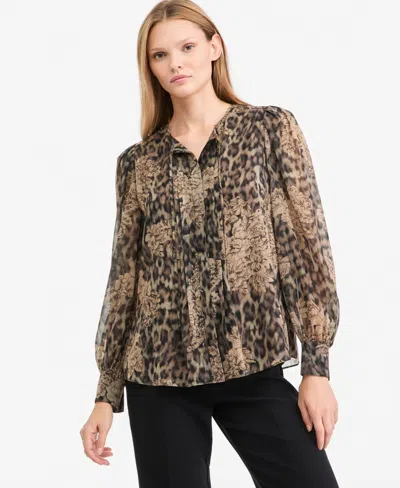 Kobi Halperin Women's Bella Long-sleeve Sheer Blouse In Natural Multi