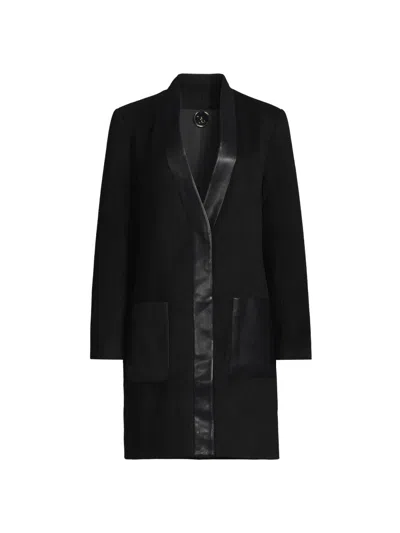 Kobi Halperin Women's Brigitta Wool Faux Leather-trim Coat In Black