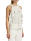 Kobi Halperin Bristol Ruffle Chiffon Sleeveless Blouse In Ivory In Multi