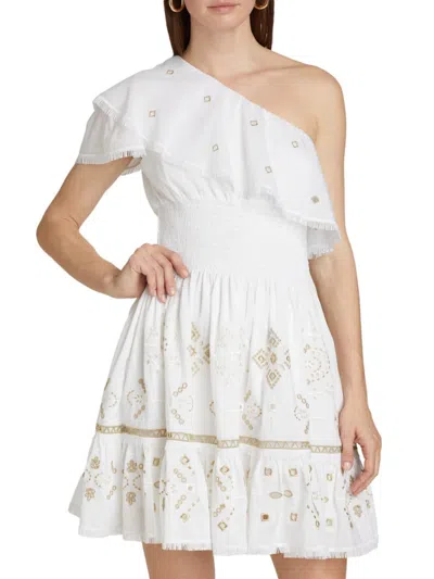 Kobi Halperin Women's Brooklyn Embroidered One-shoulder Minidress In White