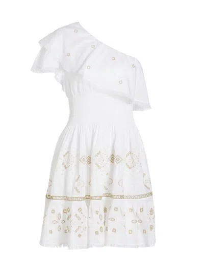Kobi Halperin Women's Brooklyn Embroidered One-shoulder Minidress In White