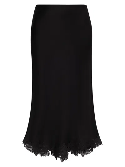 Kobi Halperin Women's Brooks Lace-trim Satin Midi-skirt In Black
