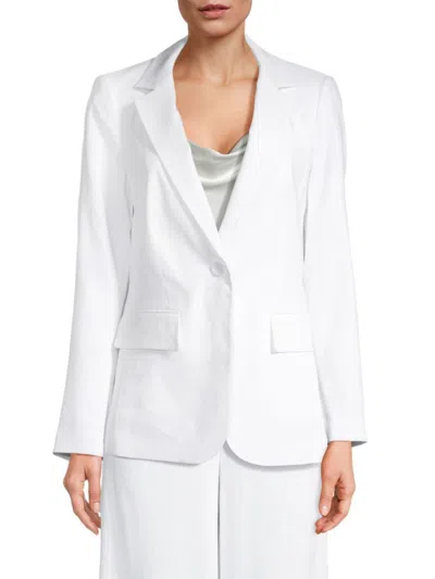 Kobi Halperin Bria Viscose Linen Cutaway Blazer Jacket In White