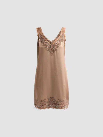 Kobi Halperin Women's Ciara Embroidered Lace-trimmed Mini Slip Dress In Toffee