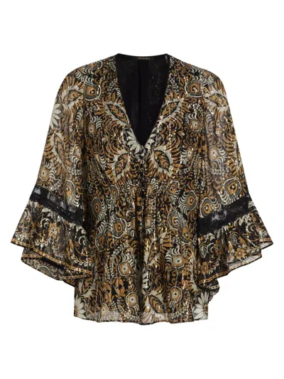 Kobi Halperin Ele Print Peasant Blouse In Multi
