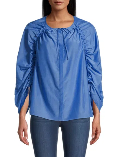 Kobi Halperin Women's Fatima Ruffle Ruched Blouse In Blue