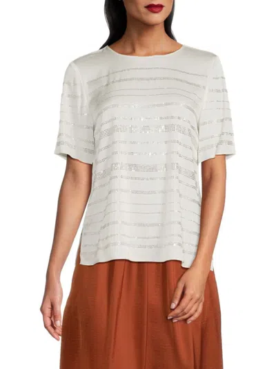 Kobi Halperin Women's Franky Sequined Silk-blend Short-sleeve Top In White