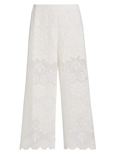 Kobi Halperin Women's Gina Needlepoint Floral Lace Pants In White
