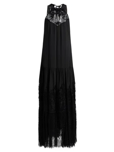 Kobi Halperin Women's Hallee Lace Embroidered Satin Maxi Dress In Black