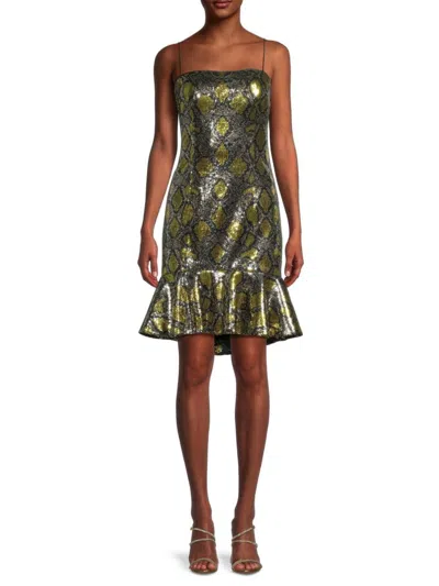 Kobi Halperin Women's Halo Sequined Snake Flounce Minidress