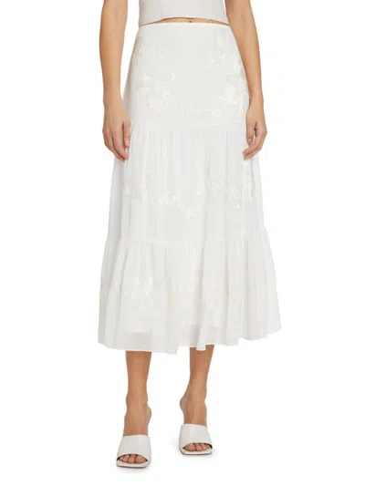 Kobi Halperin Women's Harper Tiered Chiffon Midi-skirt In White