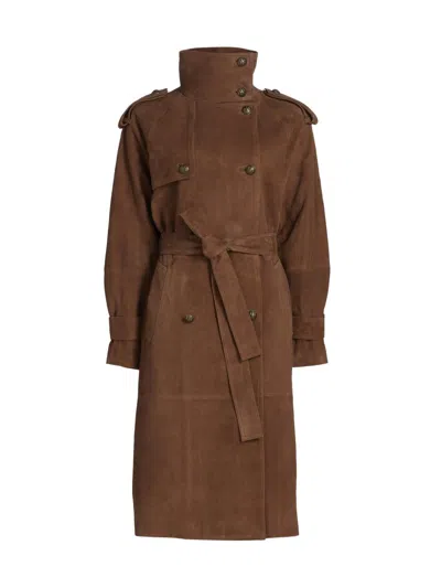 Kobi Halperin Women's Johnny Suede Double-breasted Coat In Brown