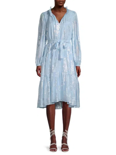 Kobi Halperin Women's Kathryn Metallic Jacquard Midi Dress In Sky Mist