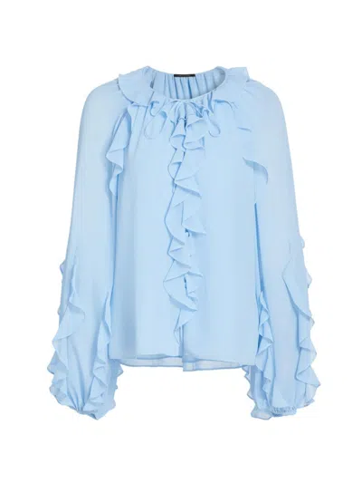 Kobi Halperin Women's Kaytya Chiffon Ruffled Blouse In Blue