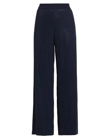 Kobi Halperin Women's Lane Embellished Silk-blend Wide-leg Pants In Midnight Blue