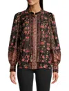 Kobi Halperin Laurena Floral-print Burnout Pintuck Blouse In Brown