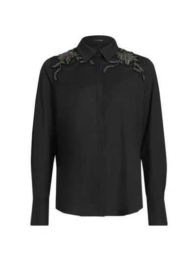 Kobi Halperin Women's Levine Embellished Cotton-blend Blouse In Black