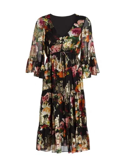 Kobi Halperin Women's Limone Floral Silk-blend Dress In Black