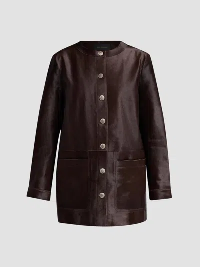 Kobi Halperin Women's Lisa Leather & Calf Hair Button-front Coat In Brown