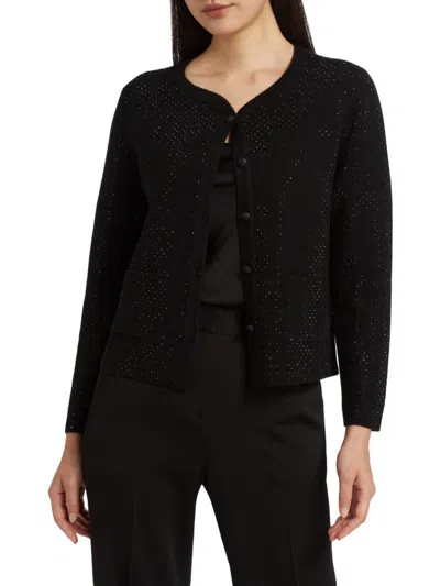 Kobi Halperin Women's Lois Crystal-embellished Wool-blend Cardigan In Black