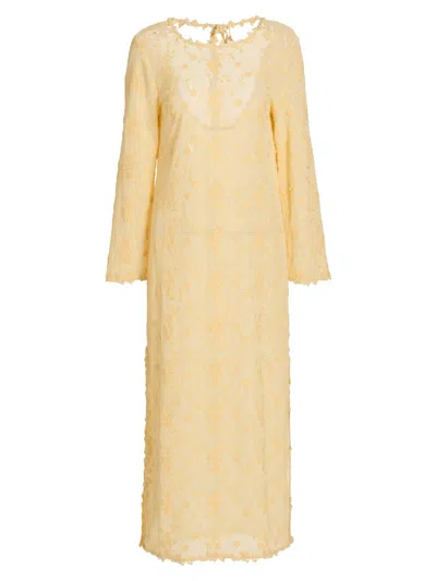Kobi Halperin Women's London Floral-embroidered Lace Cover-up Maxi Dress In Yellow