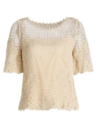 Kobi Halperin Women's Magnolia Crochet Blouse In Sand