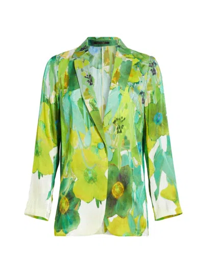 Kobi Halperin Women's Marnie Floral Satin Jacket In Olive Multi