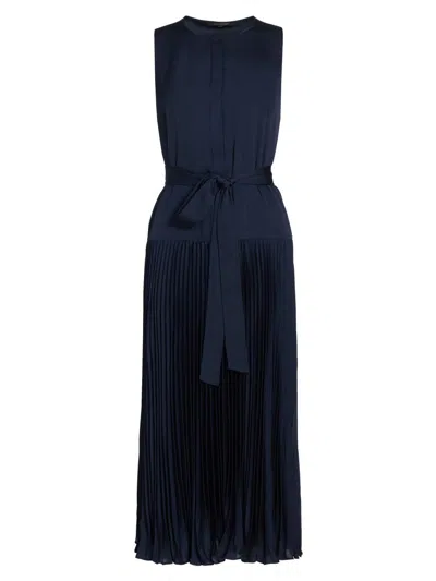 Kobi Halperin Women's Maxine Satin Tie-waist Sleeveless Midi-dress In Blue