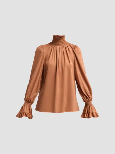 Kobi Halperin Women's Maxine Smocked Blouse In Brown