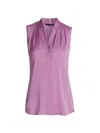 Kobi Halperin Mila Sleeveless V Neck Pleated Silk Blouse In Tulip