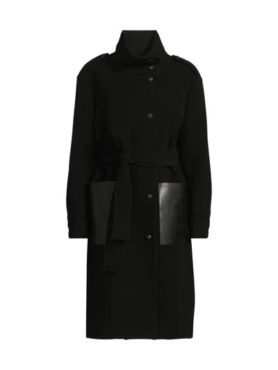 Kobi Halperin Women's Monet Faux Leather-pocket Wool Coat In Black